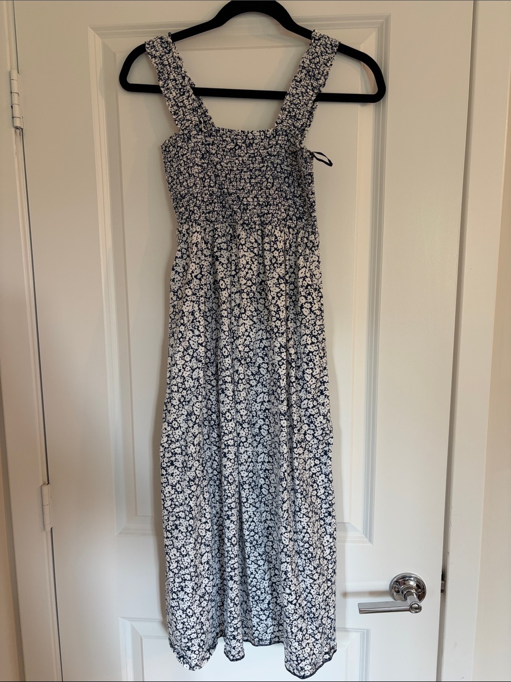 Old Navy Blue and White Floral Smocked Maxi Dress